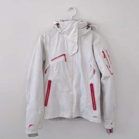Salomon Jackets & Blazers - Salomon White & Coral Full Zip Clima Pro Storm 20000 Fleece Ski Jacket